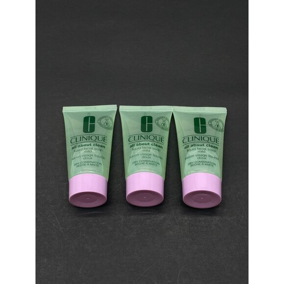 3 Clinique All About Clean Liquid Facial Soap Mild Mini 1 oz - Picture 3 of 8